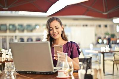 Businesswoman on laptop