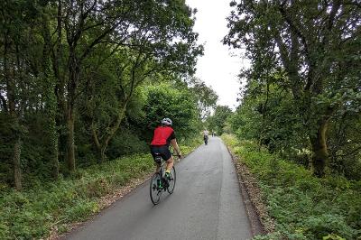 Man cycling in red top (Grovesend to Pontarddulais).