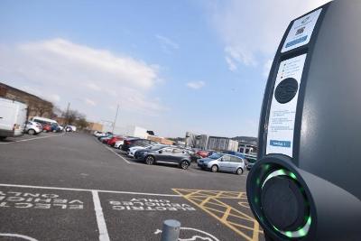 EV charger in a Swansea car park
