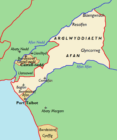 Map of the boundaries Lordship of Afan