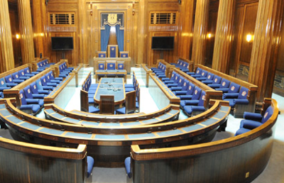 Council chamber in the Guildhall