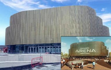 Gold panels at arena