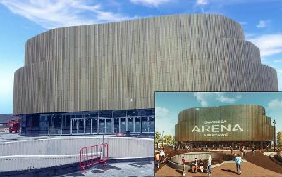 Gold panels at arena