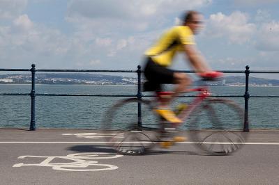 Blurred cyclist Mumbles