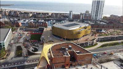 Copr Bay and arena from above